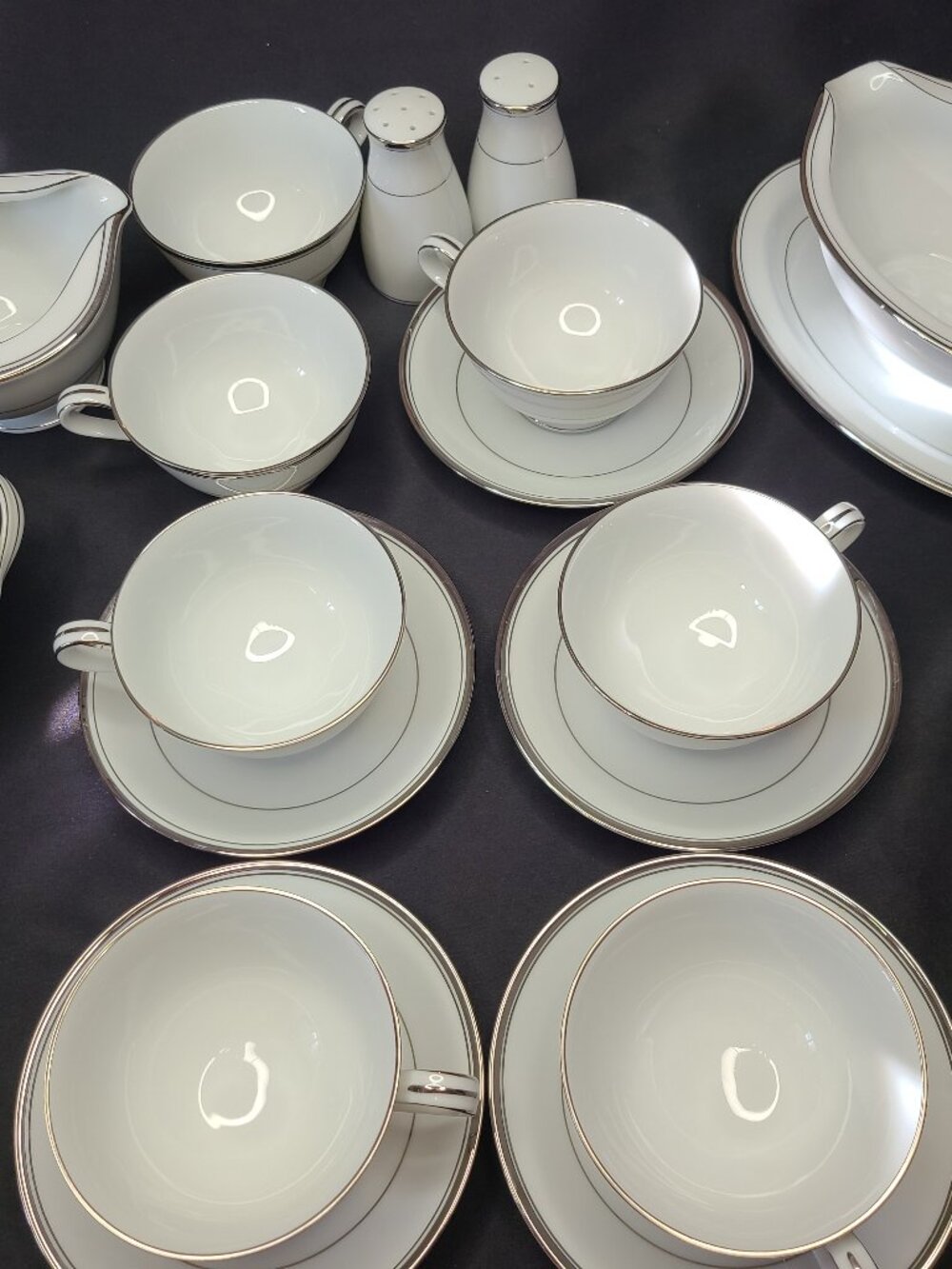 Vintage Zylstra Silver Ecstasy Fine China Lot - Cups, Saucers, Gravy, Sugar, Cre